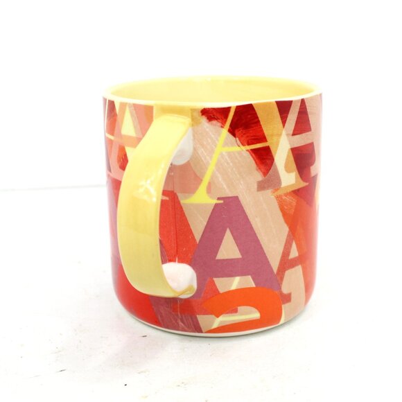 Anthropologie “A” Mug Lottie Monogram Letter A Coffee Tea Mug Orange Multicolor - Picture 2 of 6